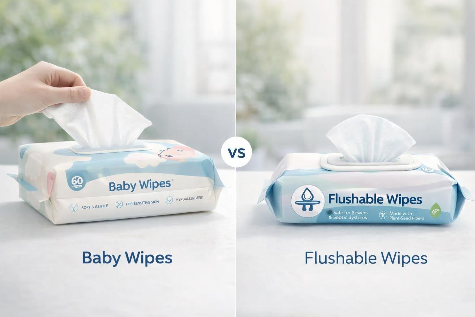 Baby Wipes vs Flushable Wipes