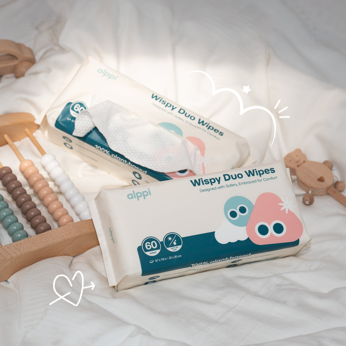 Alppi Baby Wispy Duo Wipes (Dry)